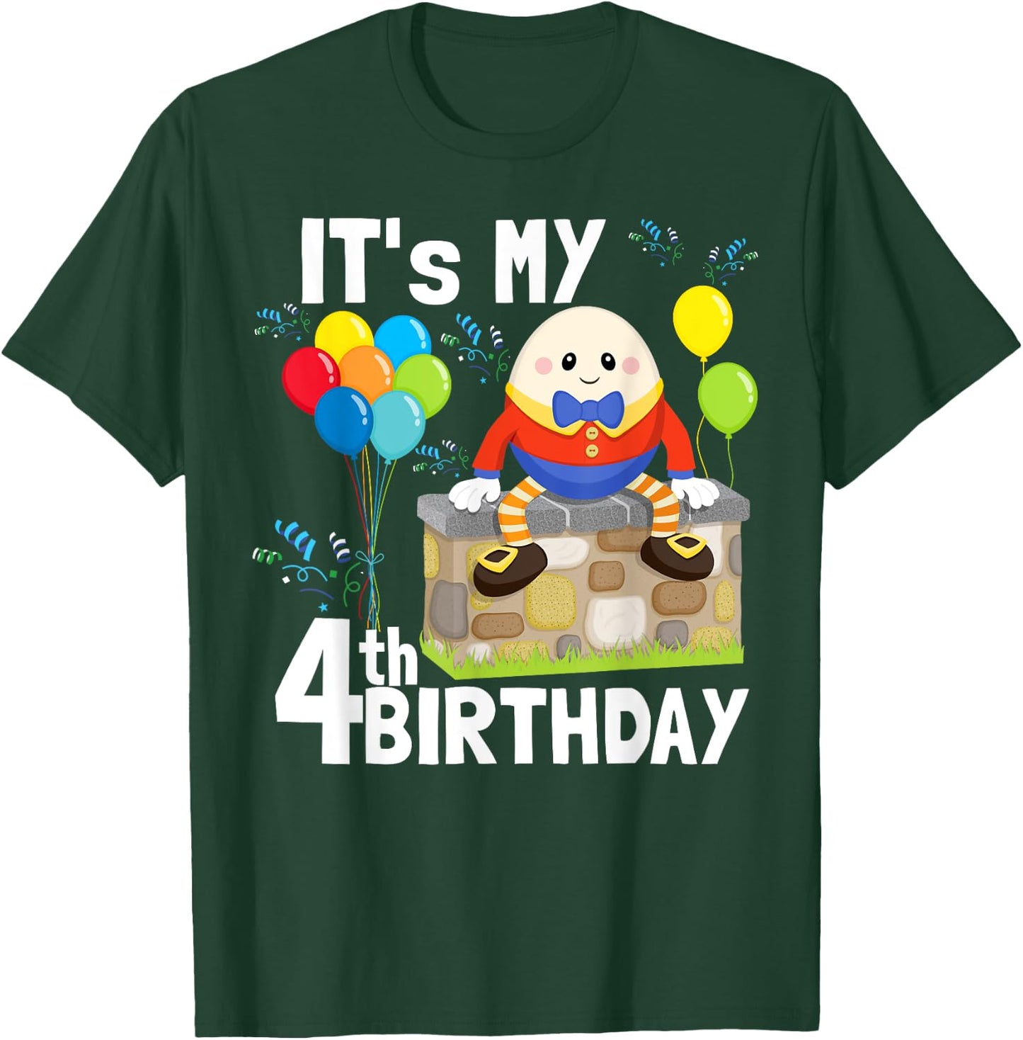 Humpty Dumpty Nursery Song Rhyme Toddler 4th Birthday Party T-Shirt - T-Shirt | Forest