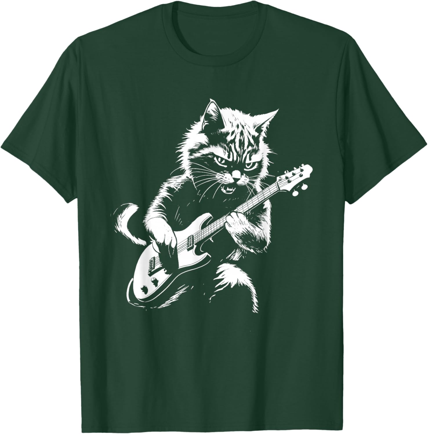 Cat Playing Electric Guitar - Cat Lover Kitten Owner Kitty T-Shirt - T-Shirt | Forest