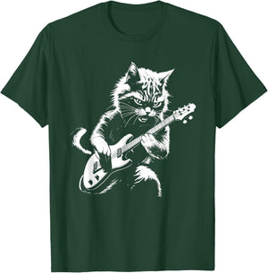 Cat Playing Electric Guitar - Cat Lover Kitten Owner Kitty T-Shirt - T-Shirt | Forest
