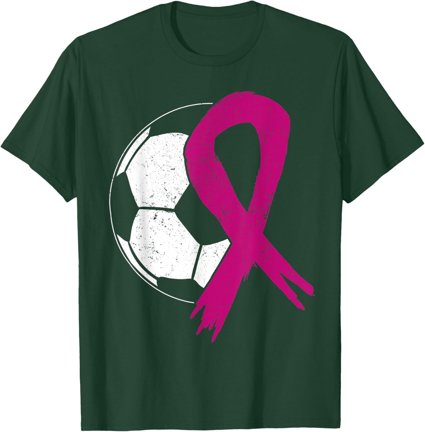Breast Cancer Soccer Ball Pink Ribbon Carcinomas Sport Kick T-Shirt - T-Shirt | Forest