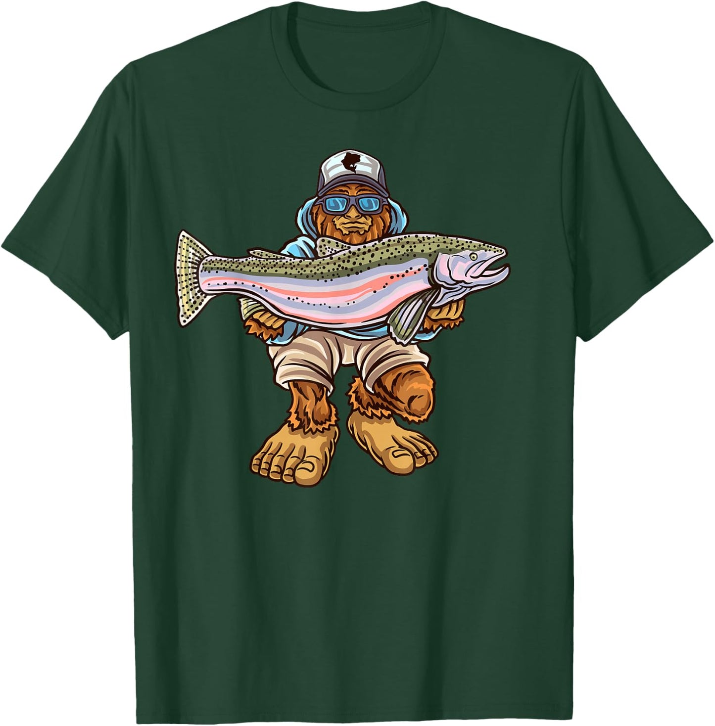 Steelhead Fishing Bigfoot Trout River Fisherman T-Shirt - T-Shirt | Forest