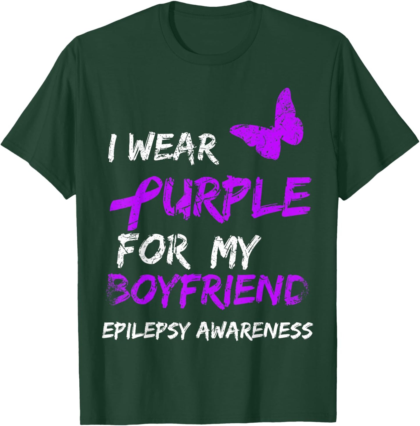 Epilepsy I Wear Purple For My Boyfriend Ribbon T-Shirt - T-Shirt | Forest
