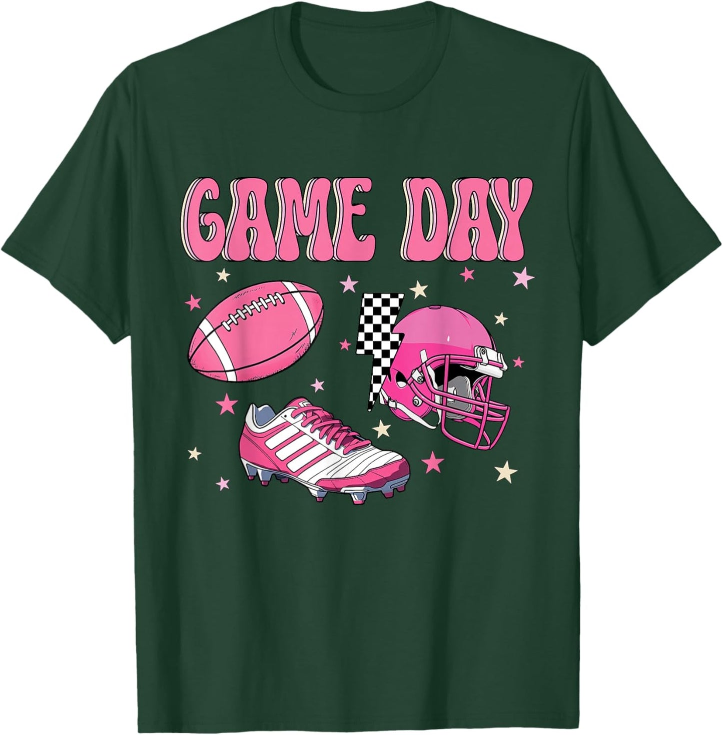 Pink Football Game Day Jersey - Sporty Fan Apparel T-Shirt - T-Shirt | Forest