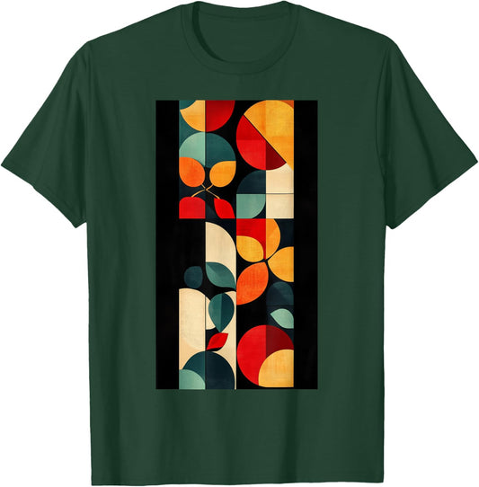 Geometric Pattern Abstract Floral Elements Colors T-Shirt - T-Shirt | Forest