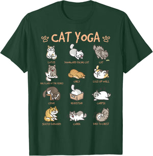 Cat Yoga Poses Cats Practicing Mindfulness Meditation Kitten T-Shirt - T-Shirt | Forest