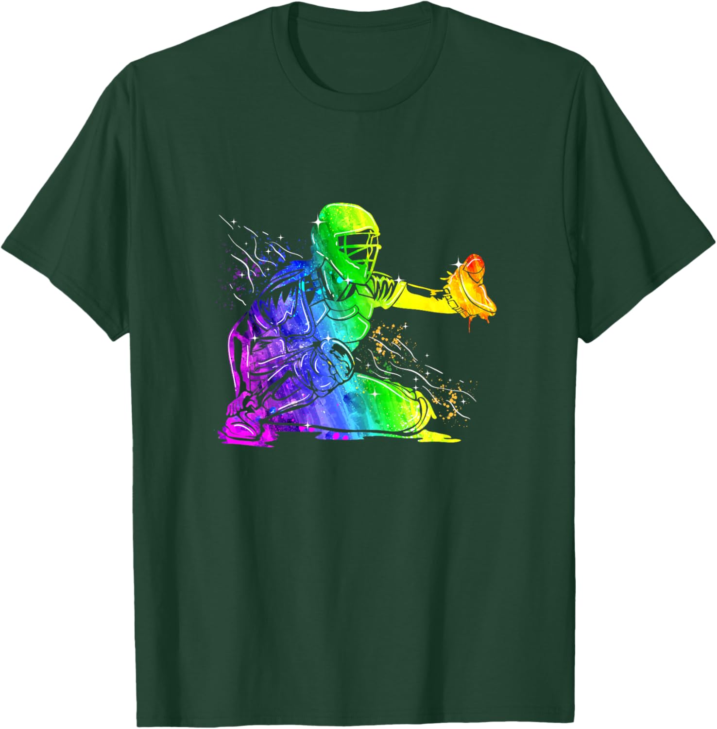 Softball Catcher Sports Design- Women Girls Softball Player T-Shirt - T-Shirt | Forest