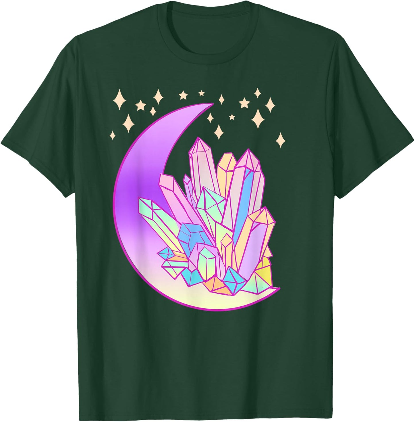 Pastel Goth Crystal Cluster Glowing Moon Kawaii Witch T-Shirt - T-Shirt | Forest