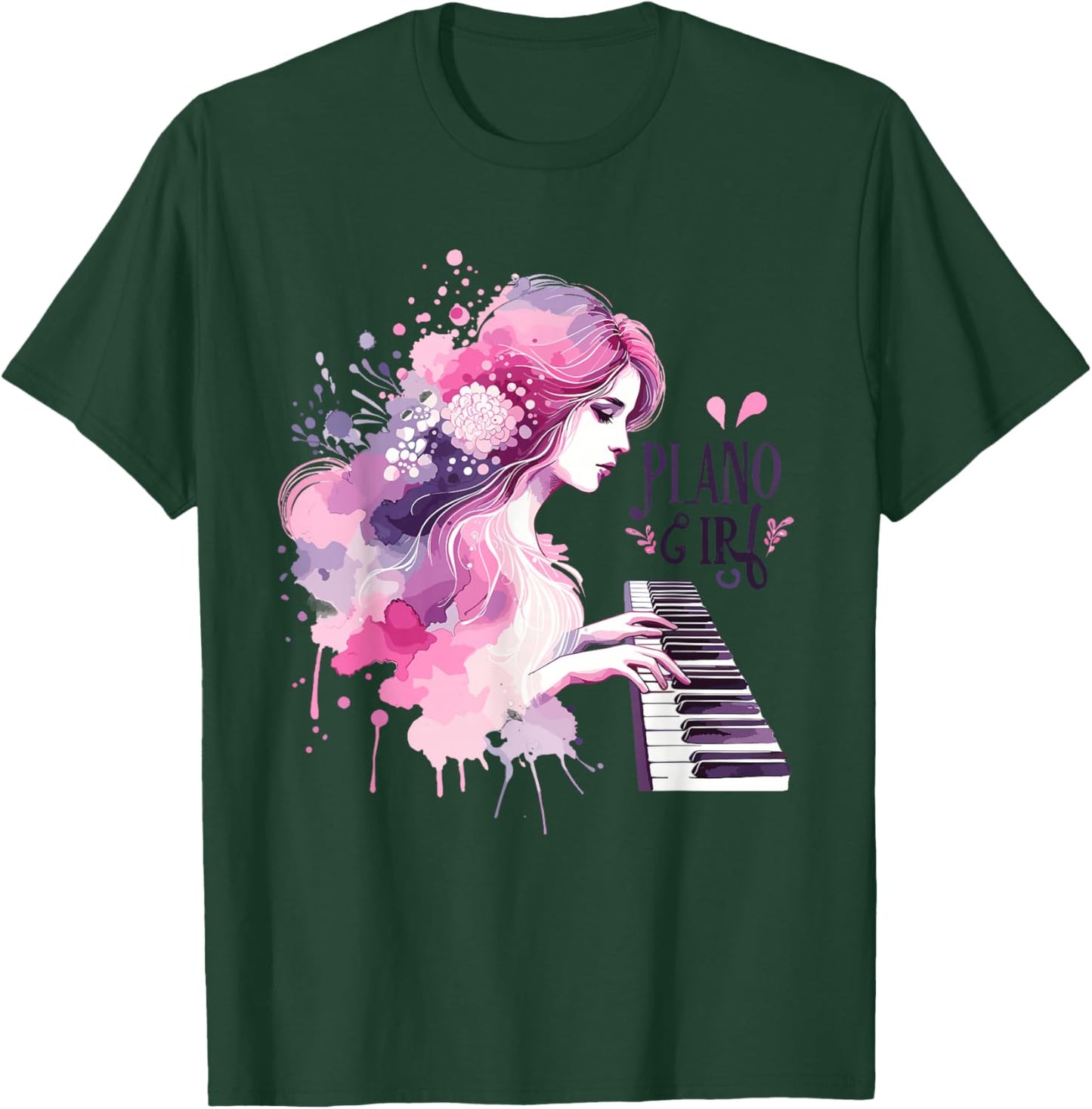 Cute Piano Girl Pianist Keyboard Musician Classical Music T-Shirt - T-Shirt | Forest