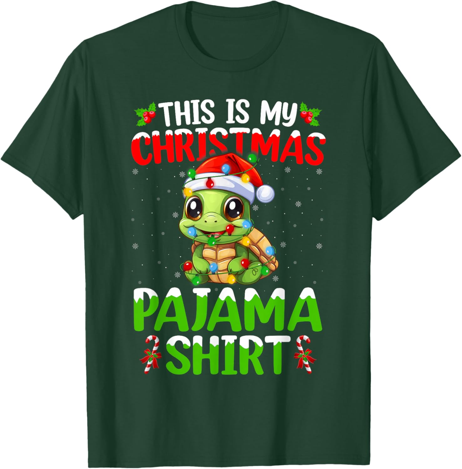 This Is My Turtle Christmas Pajama Lights Turtle Xmas T-Shirt - T-Shirt | Forest