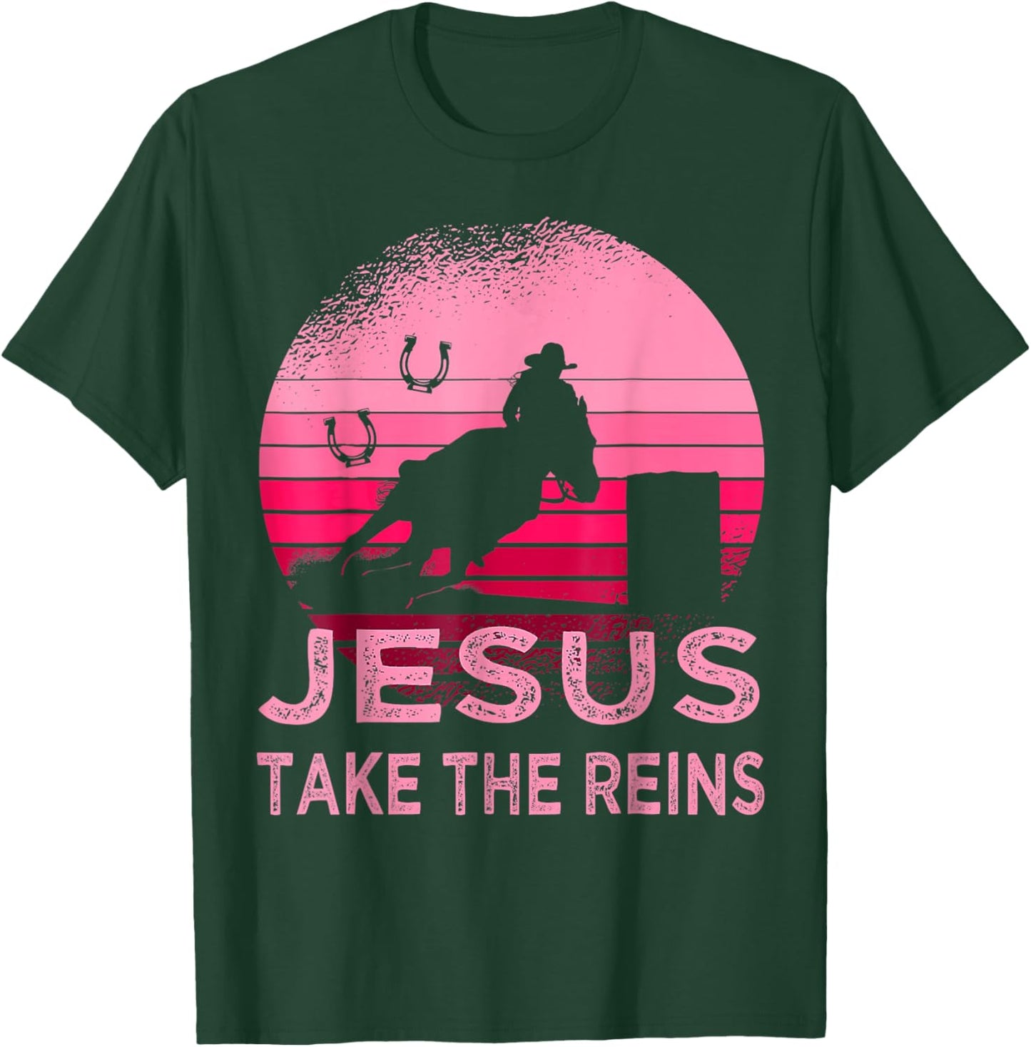 Jesus Take Reins Horse Western Retro Rodeo Cowgirl Mother T-Shirt - T-Shirt | Forest