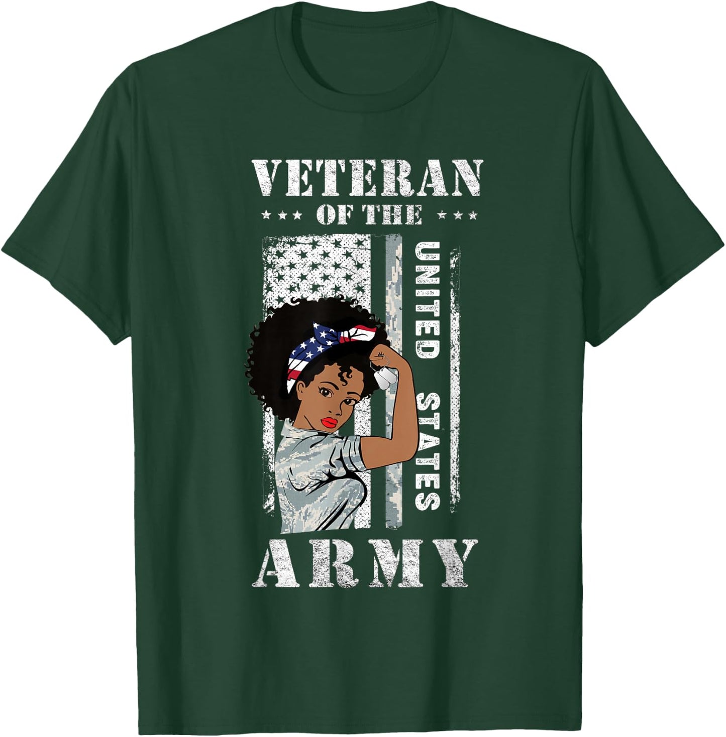 Veteran of The US Army, Proud Black Women Army Veteran T-Shirt - T-Shirt | Forest