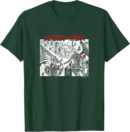 Attack on Titan Epic Scene Reactions Panels Big Manga Poster T-Shirt - T-Shirt | Forest