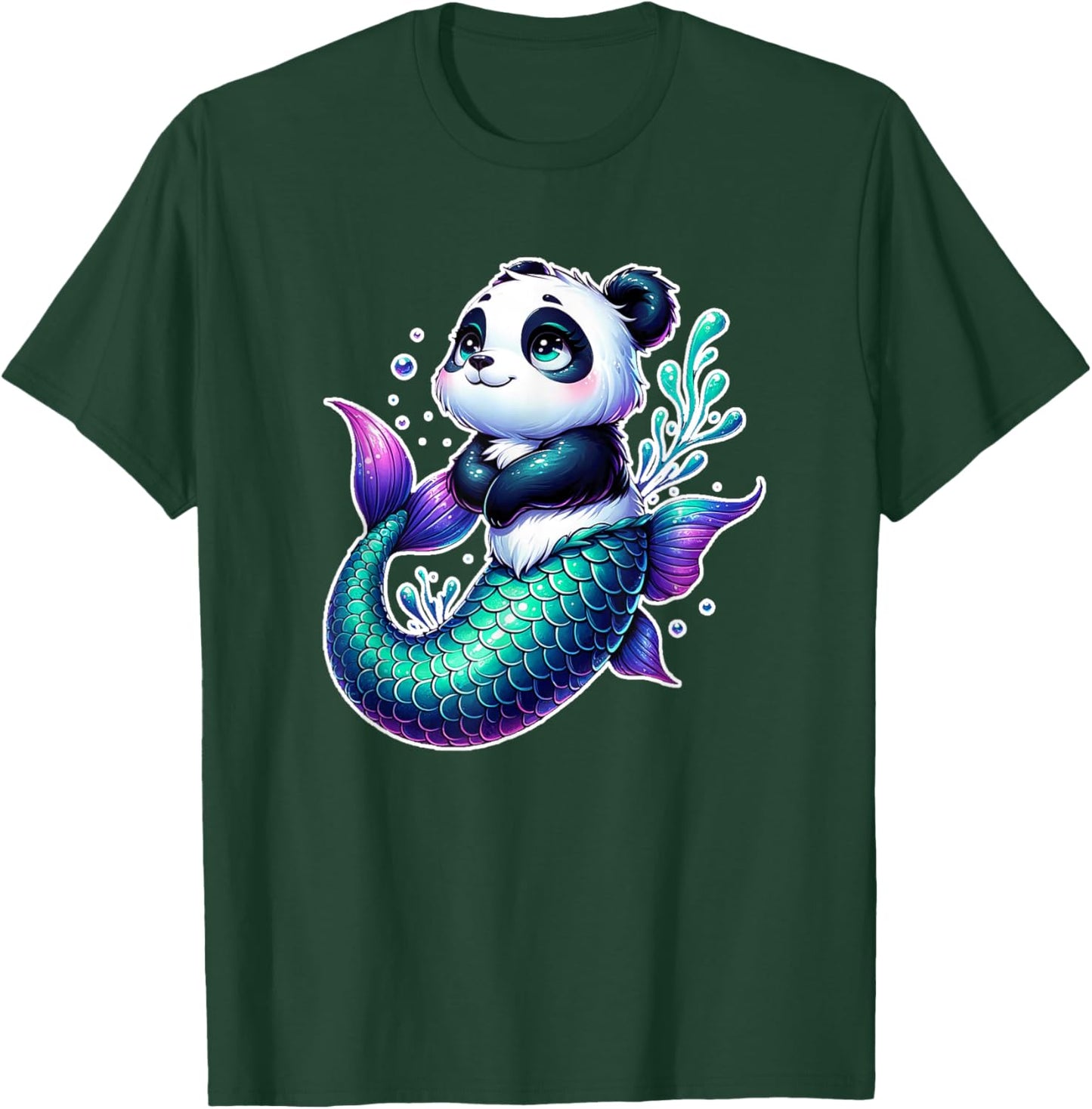 Mermaid Panda For Girl Who Love Panda Bear Mermaids Magical T-Shirt - T-Shirt | Forest