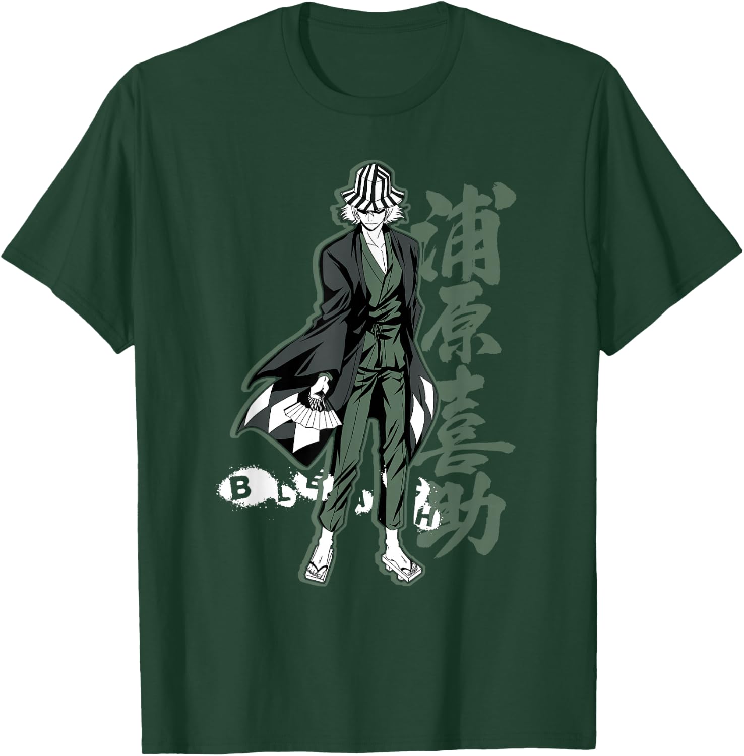 Bleach Kisuke with Vertical Kanji Anime T-Shirt - T-Shirt | Forest