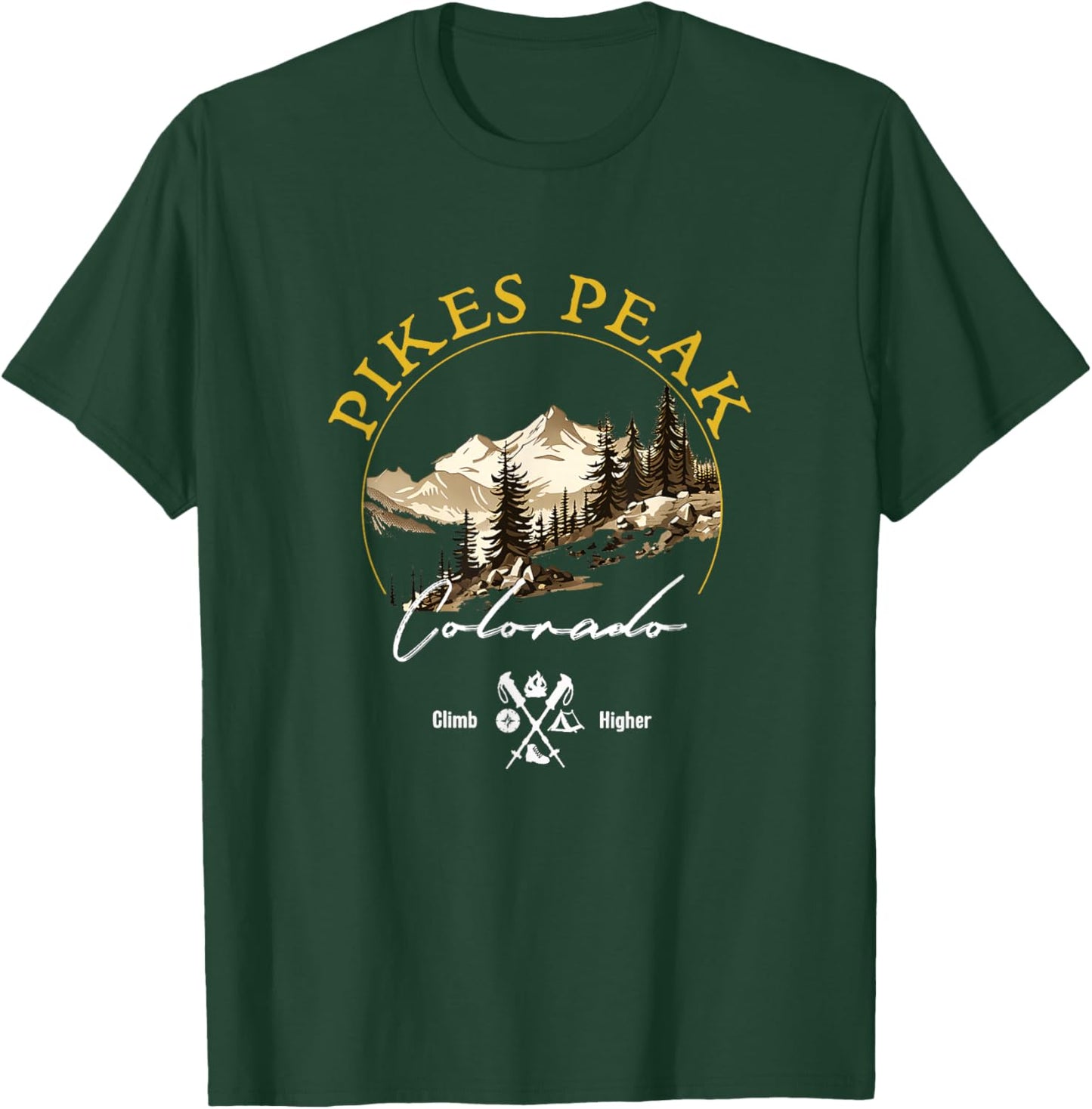 Pikes Peak Retro Vintage Apparel - Pikes Peak Souvenir T-Shirt - T-Shirt | Forest