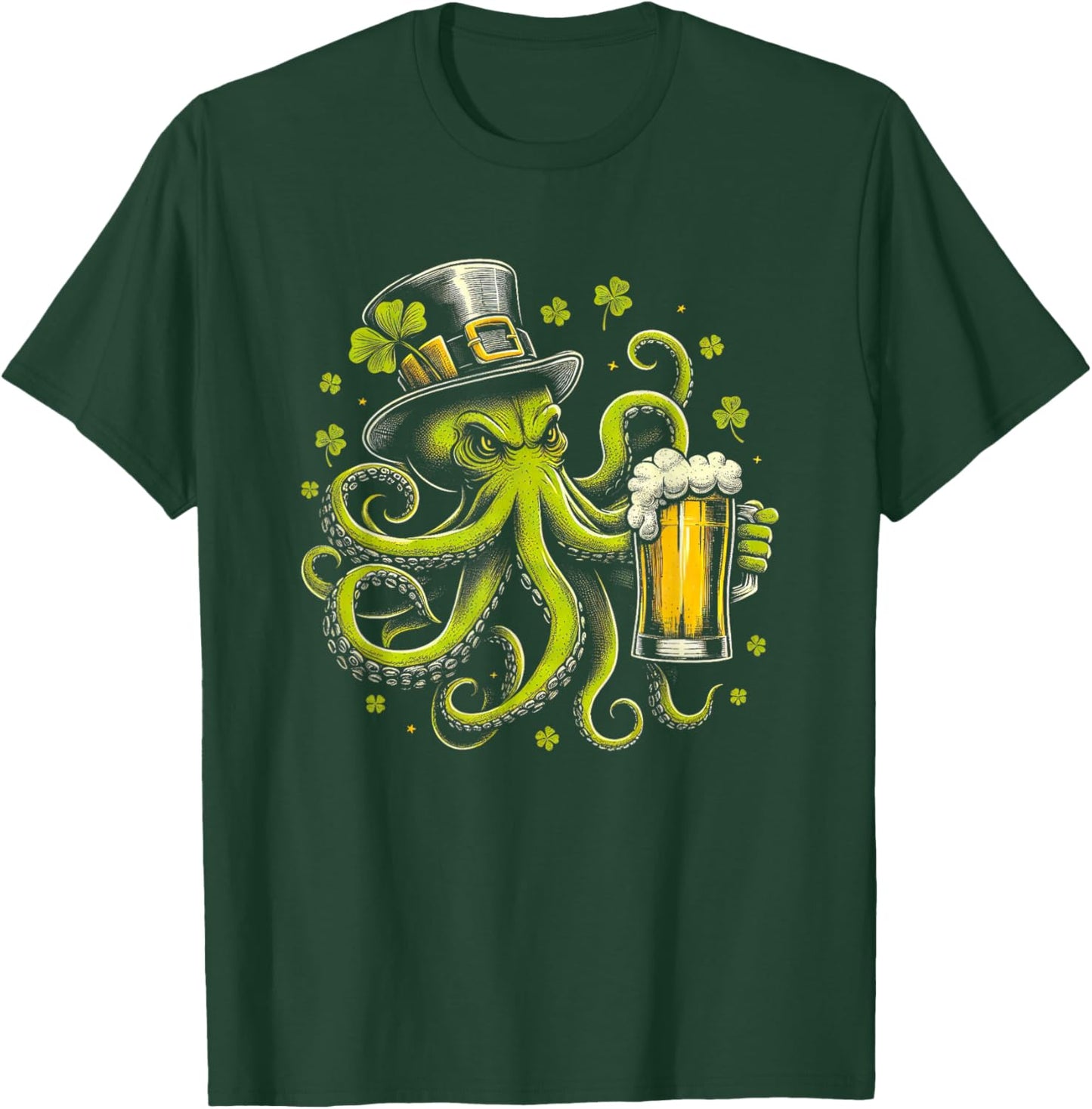Irish Octopus With Beer St. Patrick's Day Ireland T-Shirt - T-Shirt | Forest