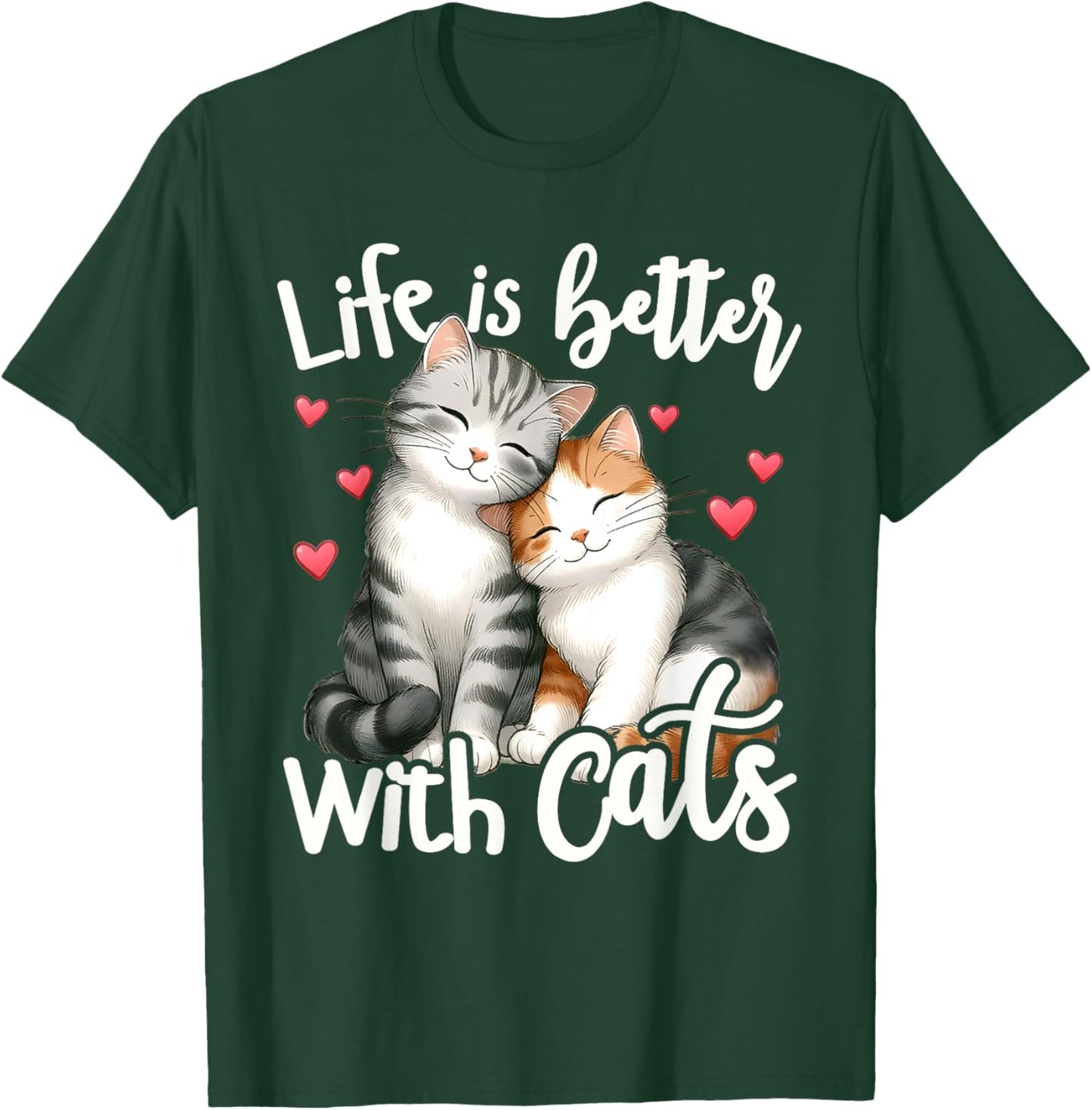 Cute Cat Life is Better with Cats Valentine’s Cat Lover Kids T-Shirt - T-Shirt | Forest