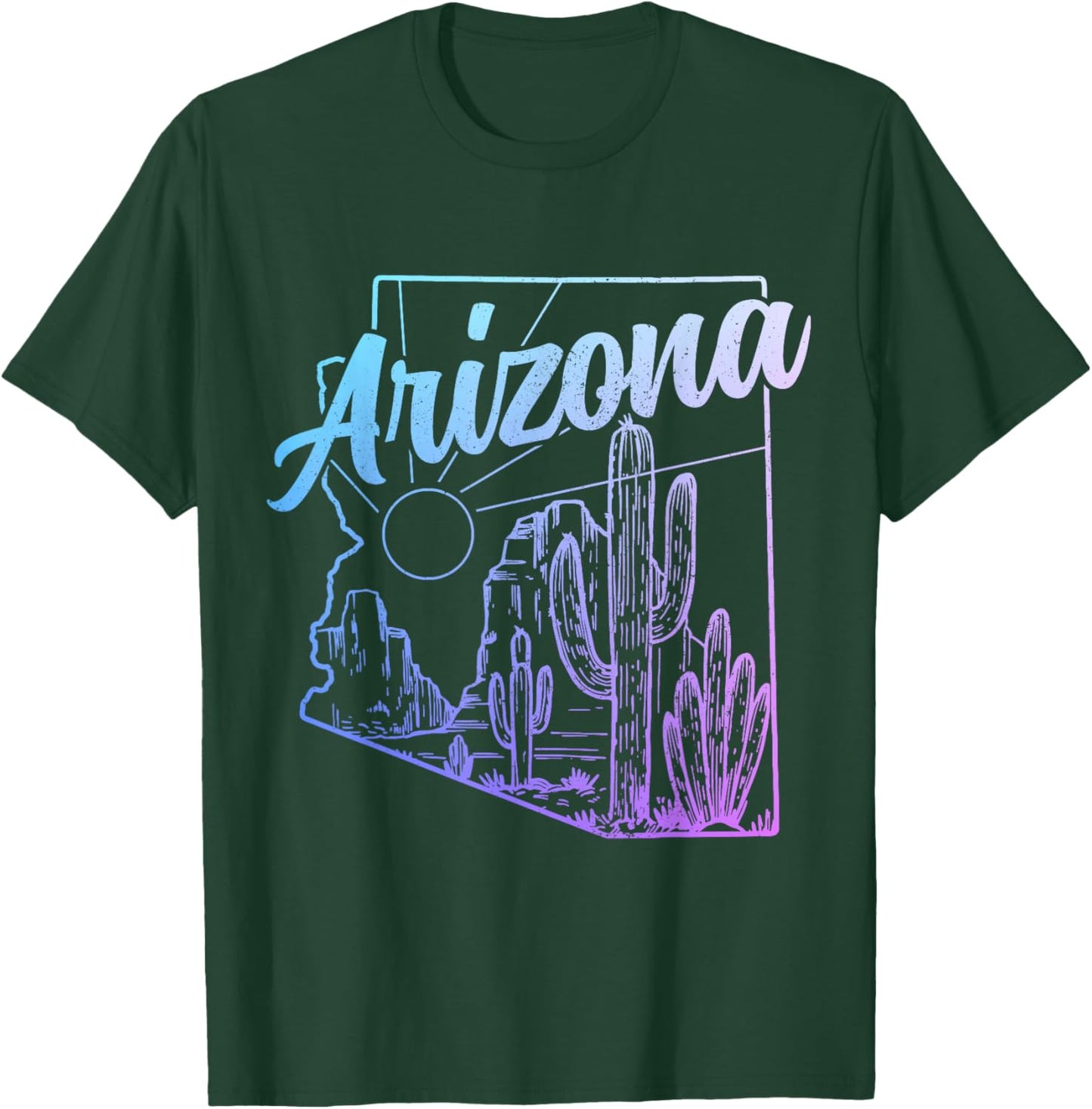 Arizona AZ Pride Cactus Desert State Map T-Shirt - T-Shirt | Forest