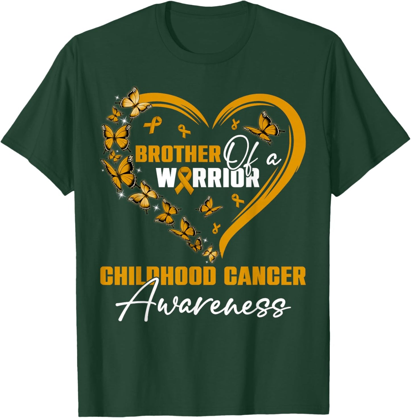 Brother Of A Warrior Childhood Cancer Awareness Day Gold Rib T-Shirt - T-Shirt | Forest