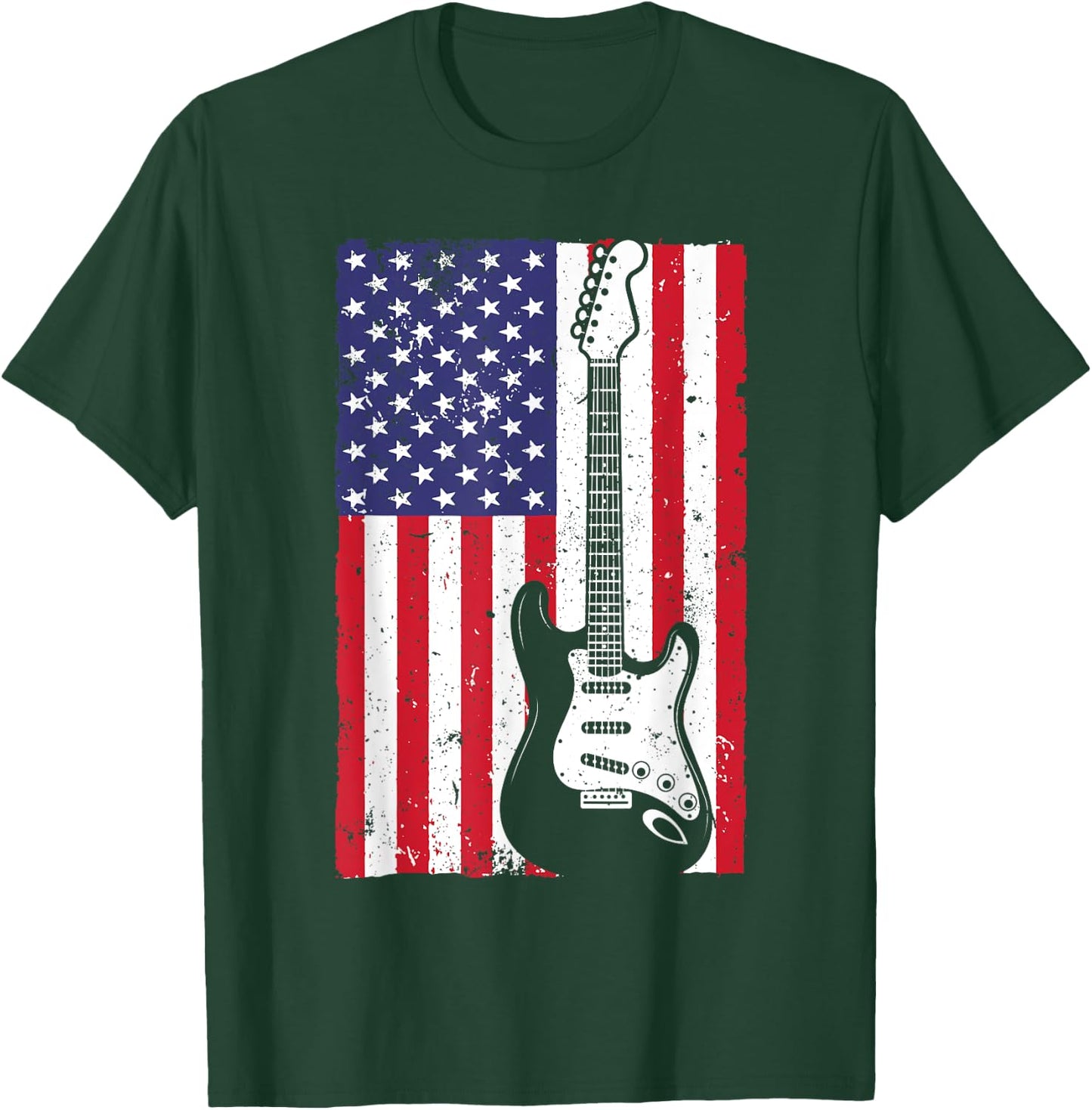 Cool American Flag Guitar Women Guitarist Music Rock T-Shirt - T-Shirt | Forest
