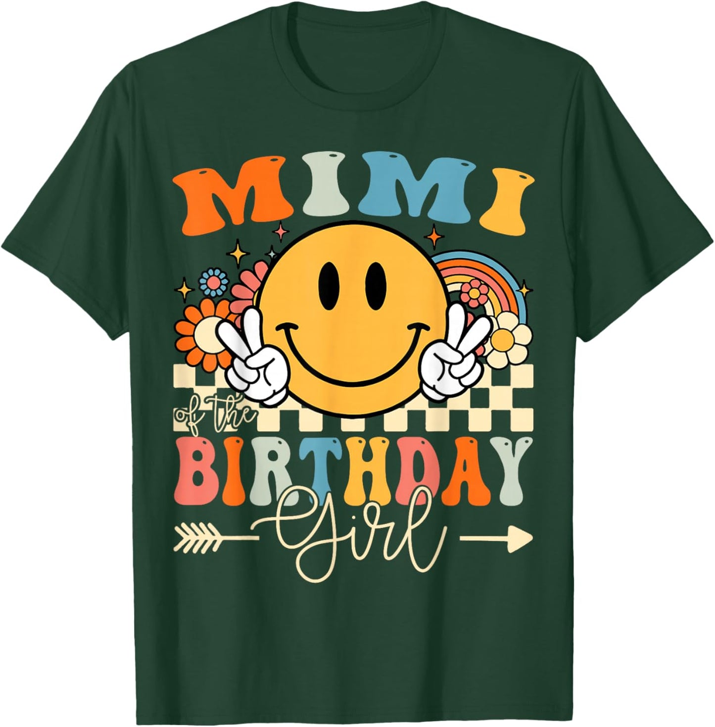 Mimi Of The Birthday Girl Groovy Retro Vintage T-Shirt - T-Shirt | Forest