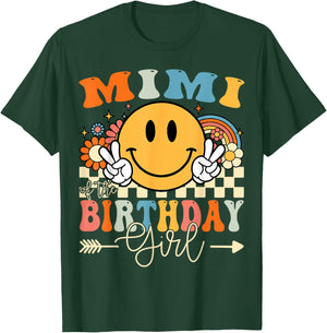 Mimi Of The Birthday Girl Groovy Retro Vintage T-Shirt - T-Shirt | Forest