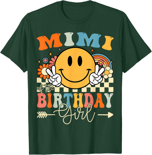 Mimi Of The Birthday Girl Groovy Retro Vintage T-Shirt - T-Shirt | Forest