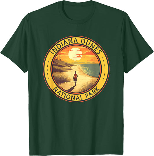 Indiana Dunes National Park Illustration Travel Art T-Shirt - T-Shirt | Forest