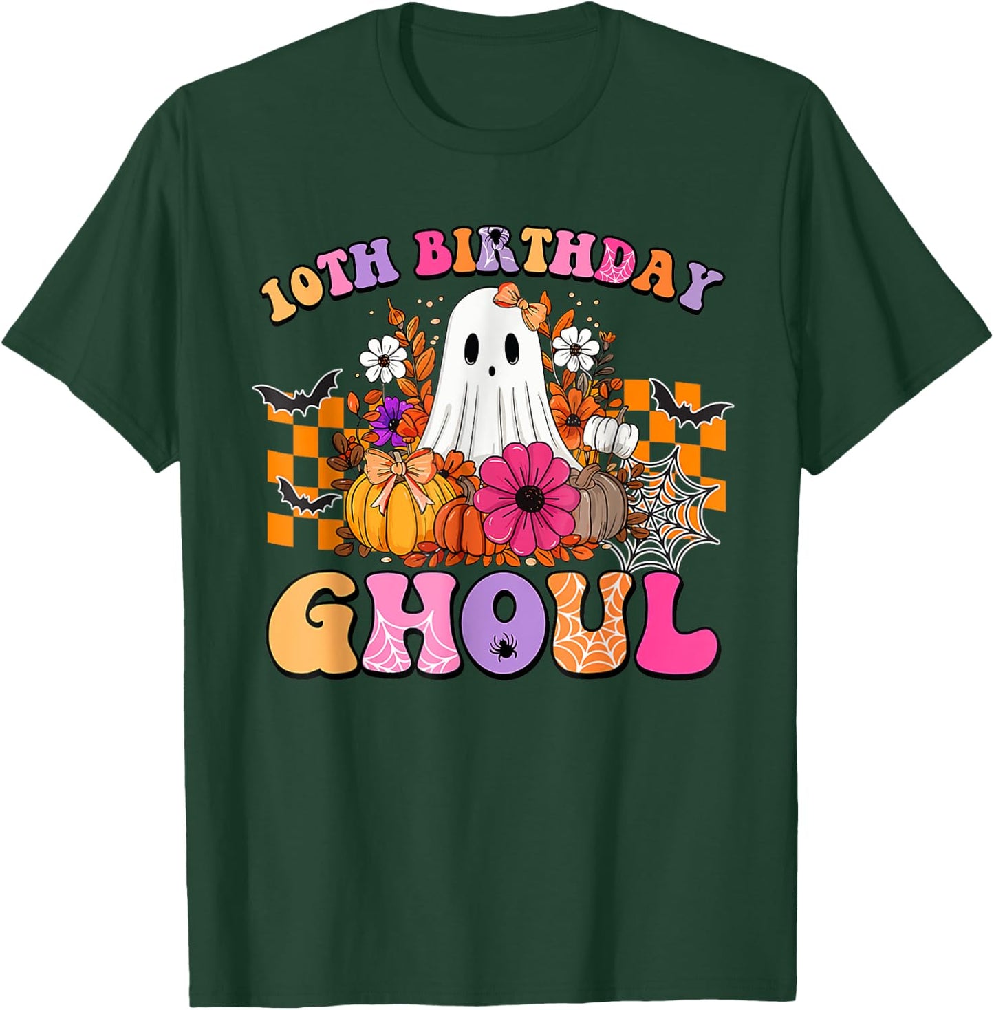 Halloween Ghoul 10 Year Old 10th Birthday Spooky Ghost T-Shirt - T-Shirt | Forest