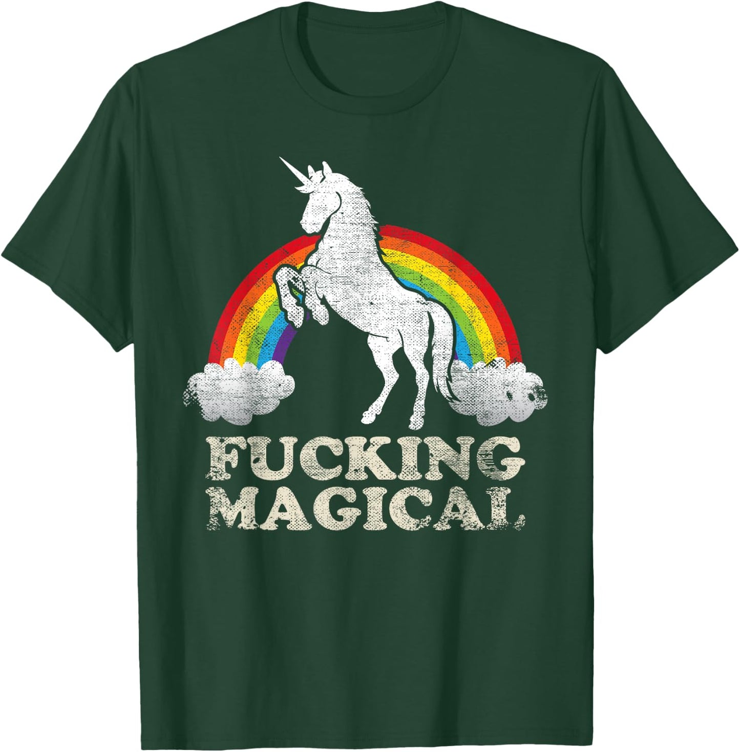 Funny Retro Adult Humour Fucking Magical Unicorn Rainbow T-Shirt - T-Shirt | Forest