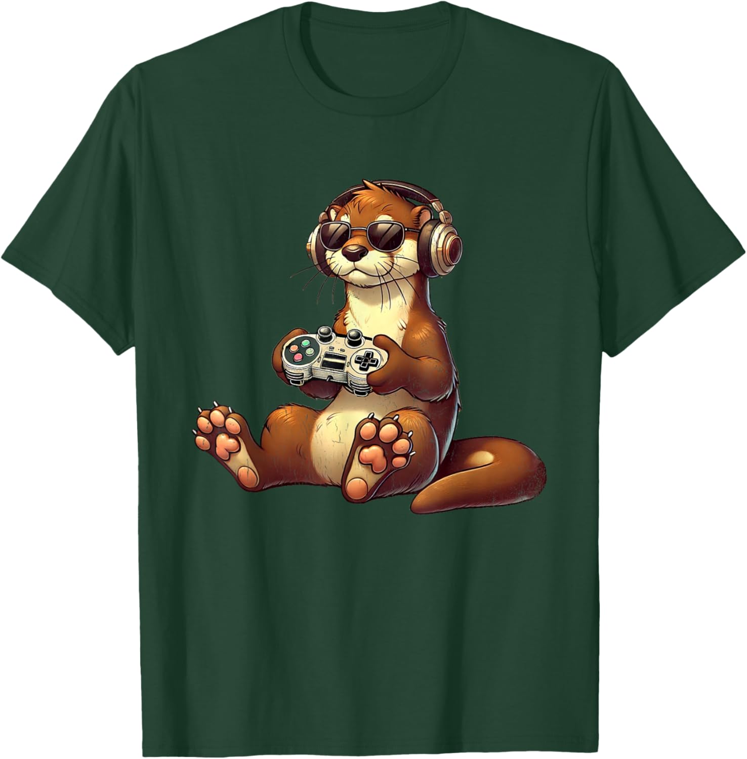 Retro Gamer Funny Video Games Otter Funny Retro Otter Gaming T-Shirt - T-Shirt | Forest