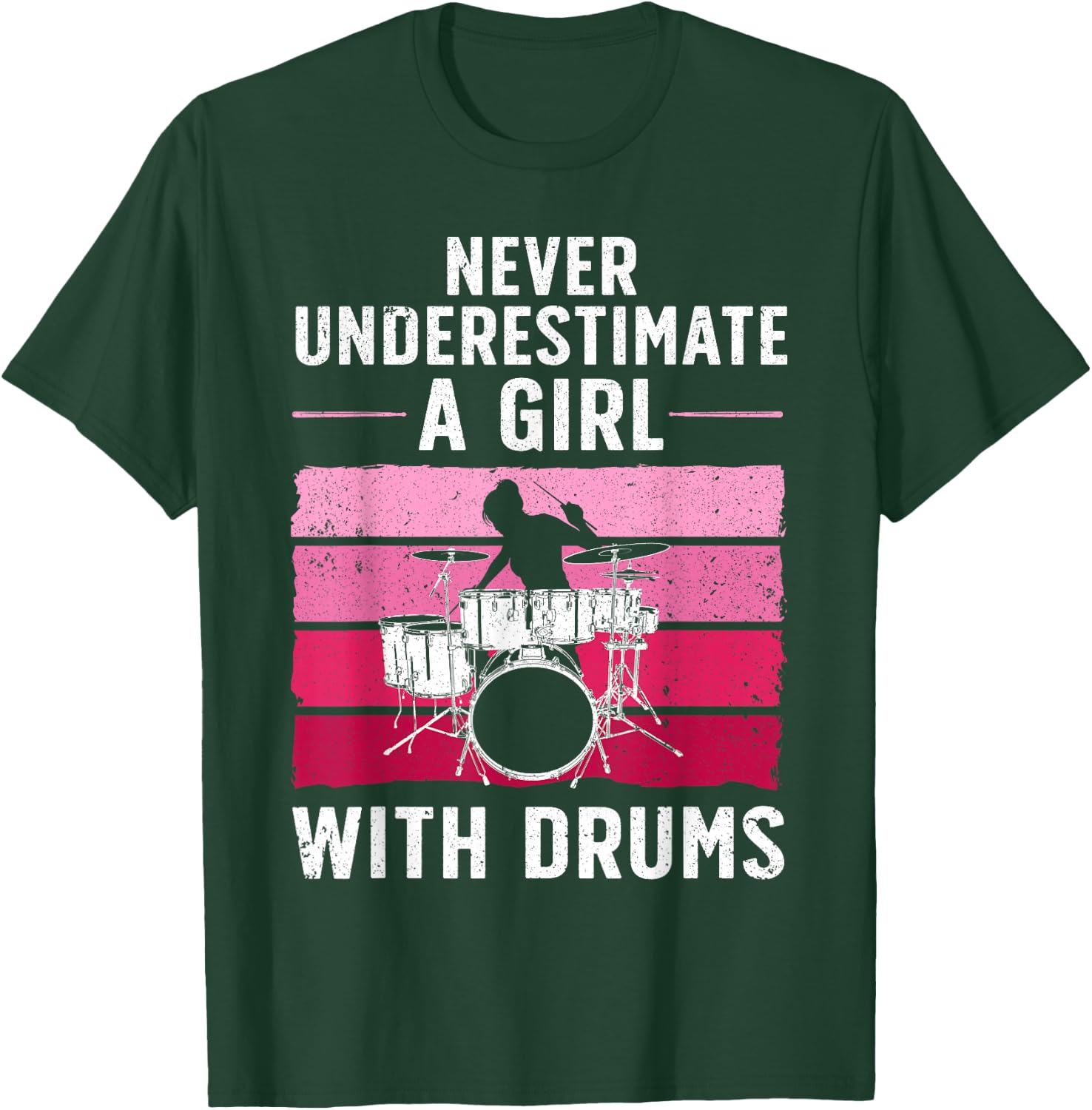 Funny Drummer Art For Girls Women Drumming Drum Set Drummer T-Shirt - T-Shirt | Forest