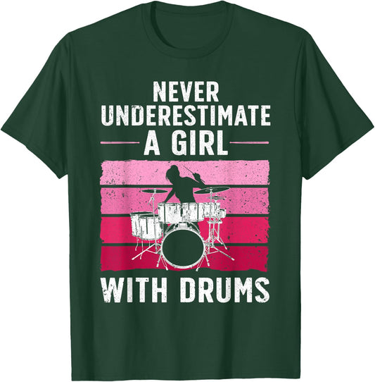 Funny Drummer Art For Girls Women Drumming Drum Set Drummer T-Shirt - T-Shirt | Forest