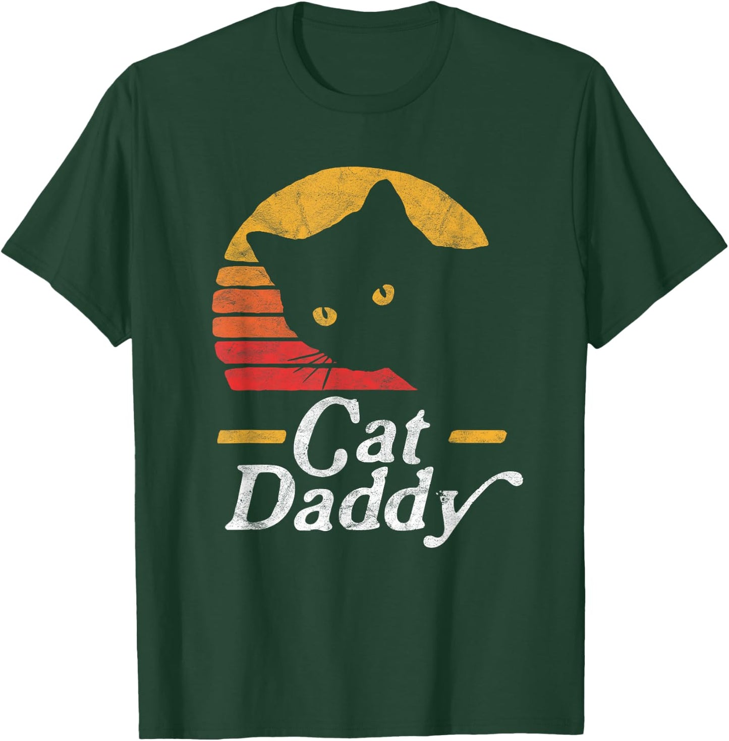 Cat Daddy Vintage Eighties Style Cat Retro Distressed T-Shirt - T-Shirt | Forest