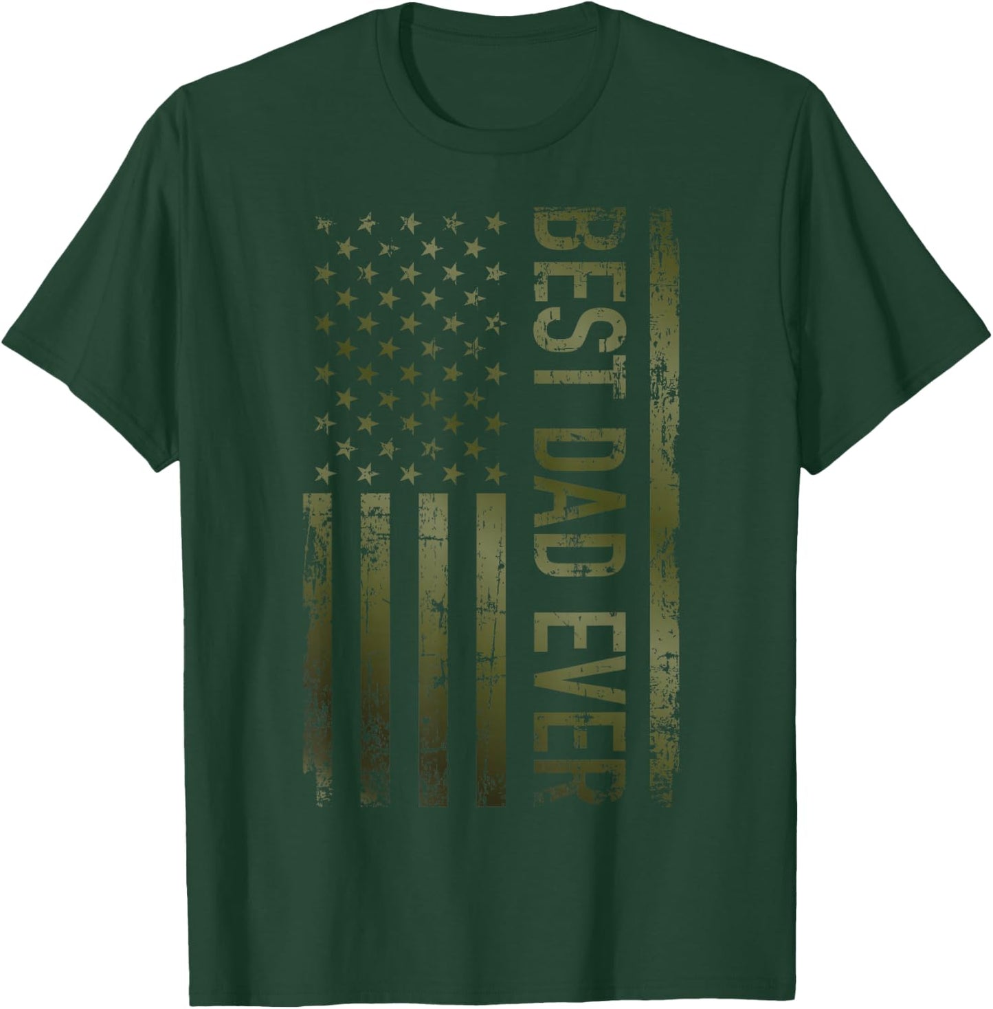 Best dad Ever American Military Camouflage Flag Gift Father T-Shirt - T-Shirt | Forest