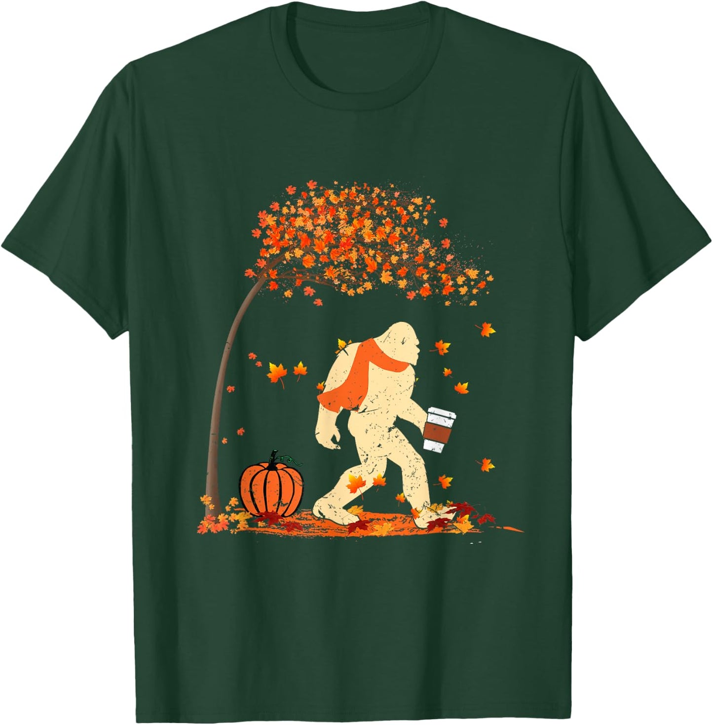 Ph Vintage Bigfoot Pumpkin Spice Costume Fall Tree Leaves T-Shirt - T-Shirt | Forest