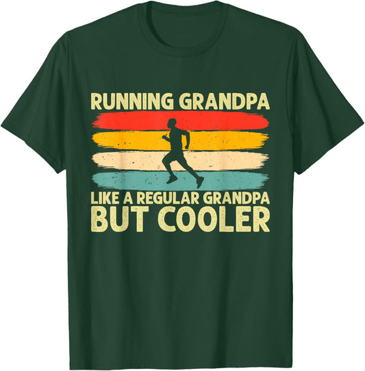 Running Grandpa Father Day Design Runner Grandfather T-Shirt - T-Shirt | Forest