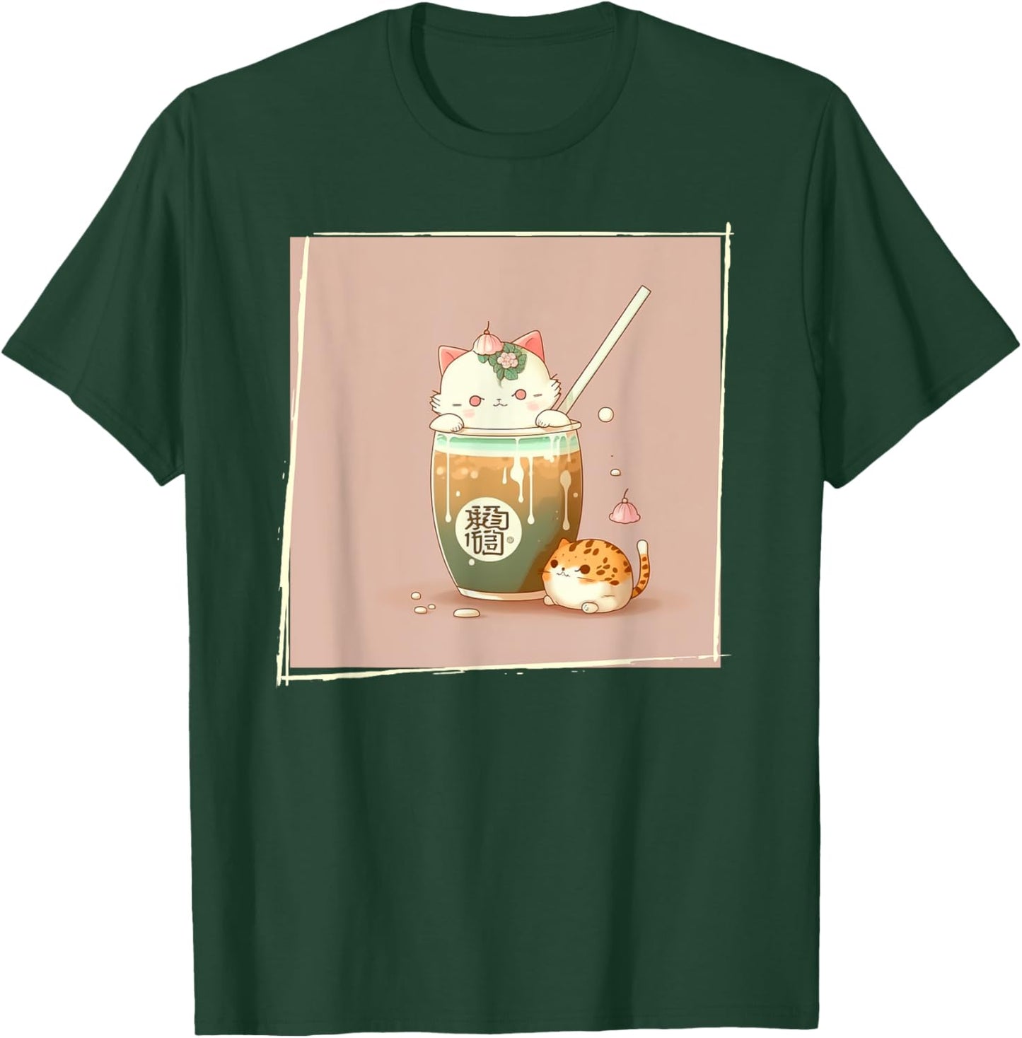 Boba Tea Cat Kawaii Anime Japanese Kawaii Neko Graphic Men Women Kids T-Shirt - T-Shirt | Forest