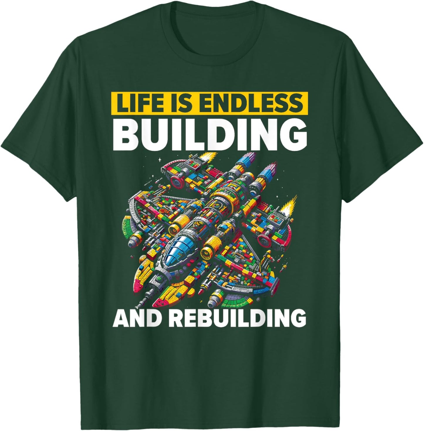 Master Builder Bricks Blocks Play Toys Building Blocks T-Shirt - T-Shirt | Forest