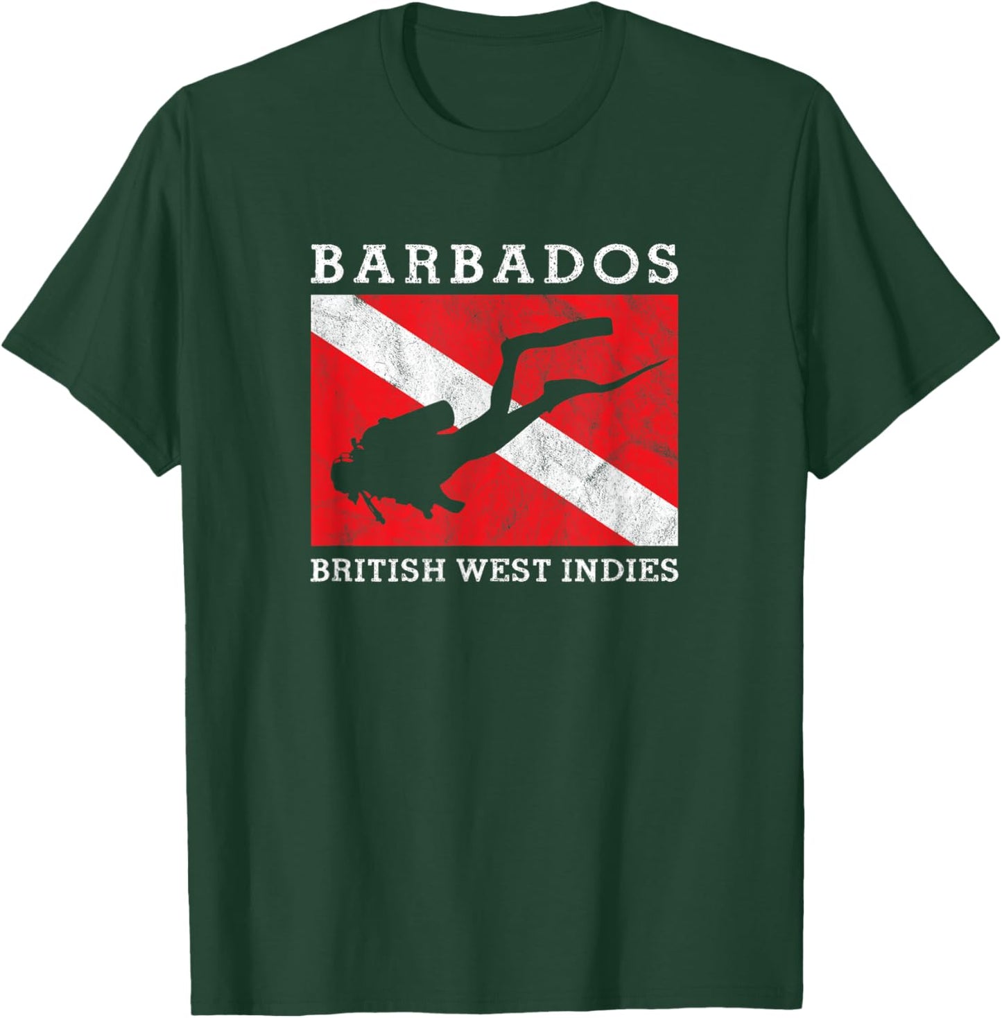 Vintage Dive Barbados Scuba Diver Flag Vacation Souvenir T-Shirt - T-Shirt | Forest