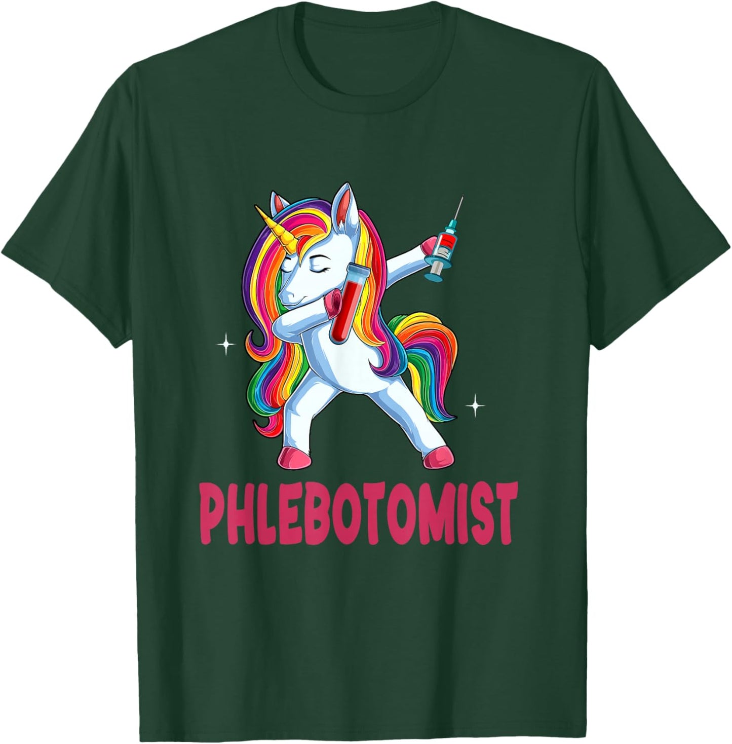 Phlebotomist Dabbing Unicorn Matching Family Proud Job Lover T-Shirt - T-Shirt | Forest