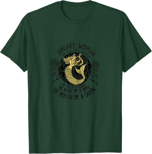 January girl The Soul Of A Mermaid January Birthday T-Shirt - T-Shirt | Forest