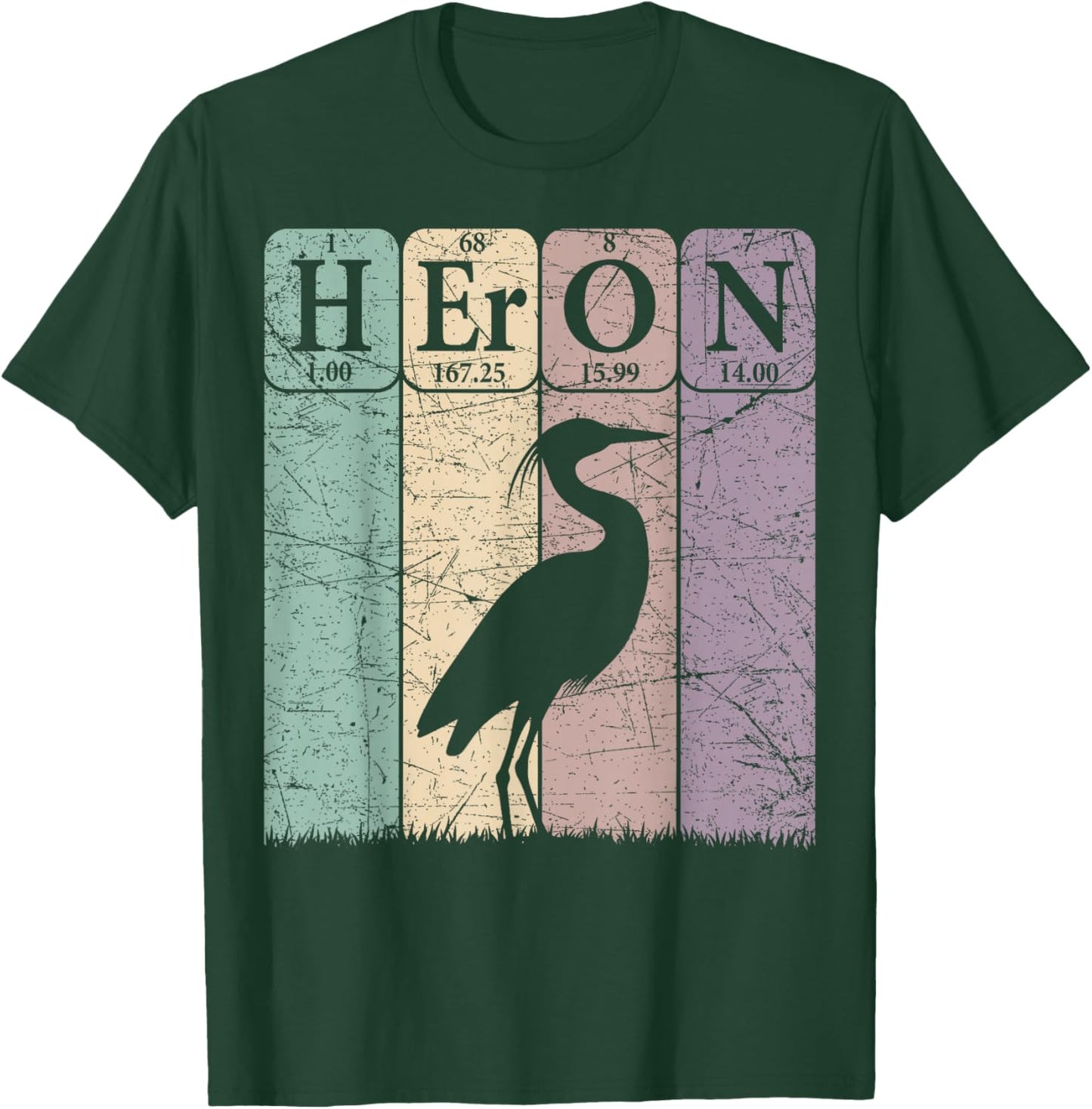 Heron Periodic Table Elements Birdwatching Ornithology T-Shirt - T-Shirt | Forest