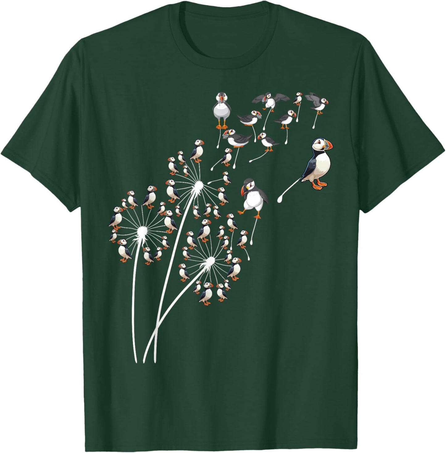 Dandelion Puffin Flower, Floral Puffin Tree T-Shirt - T-Shirt | Forest