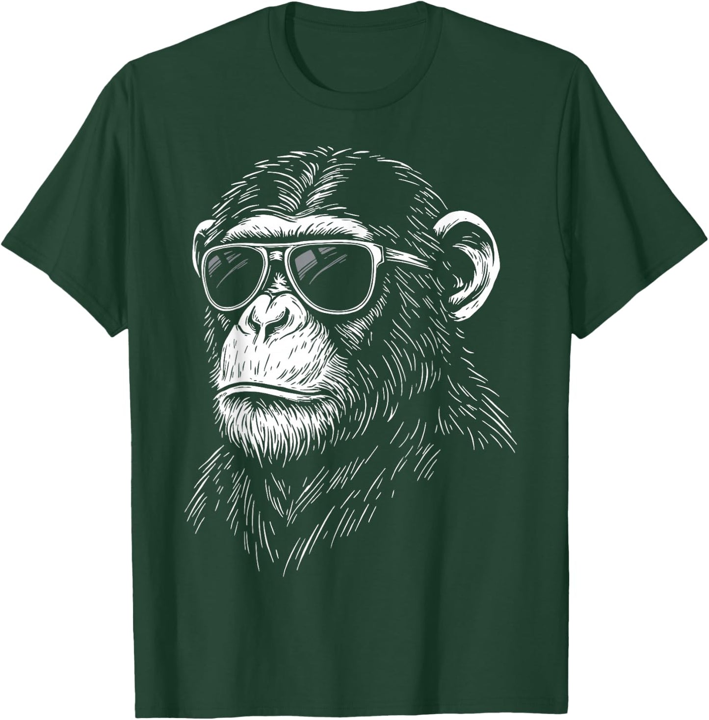 Chimpanzee Sunglasses Chimp Primate Wildlife T-Shirt - T-Shirt | Forest