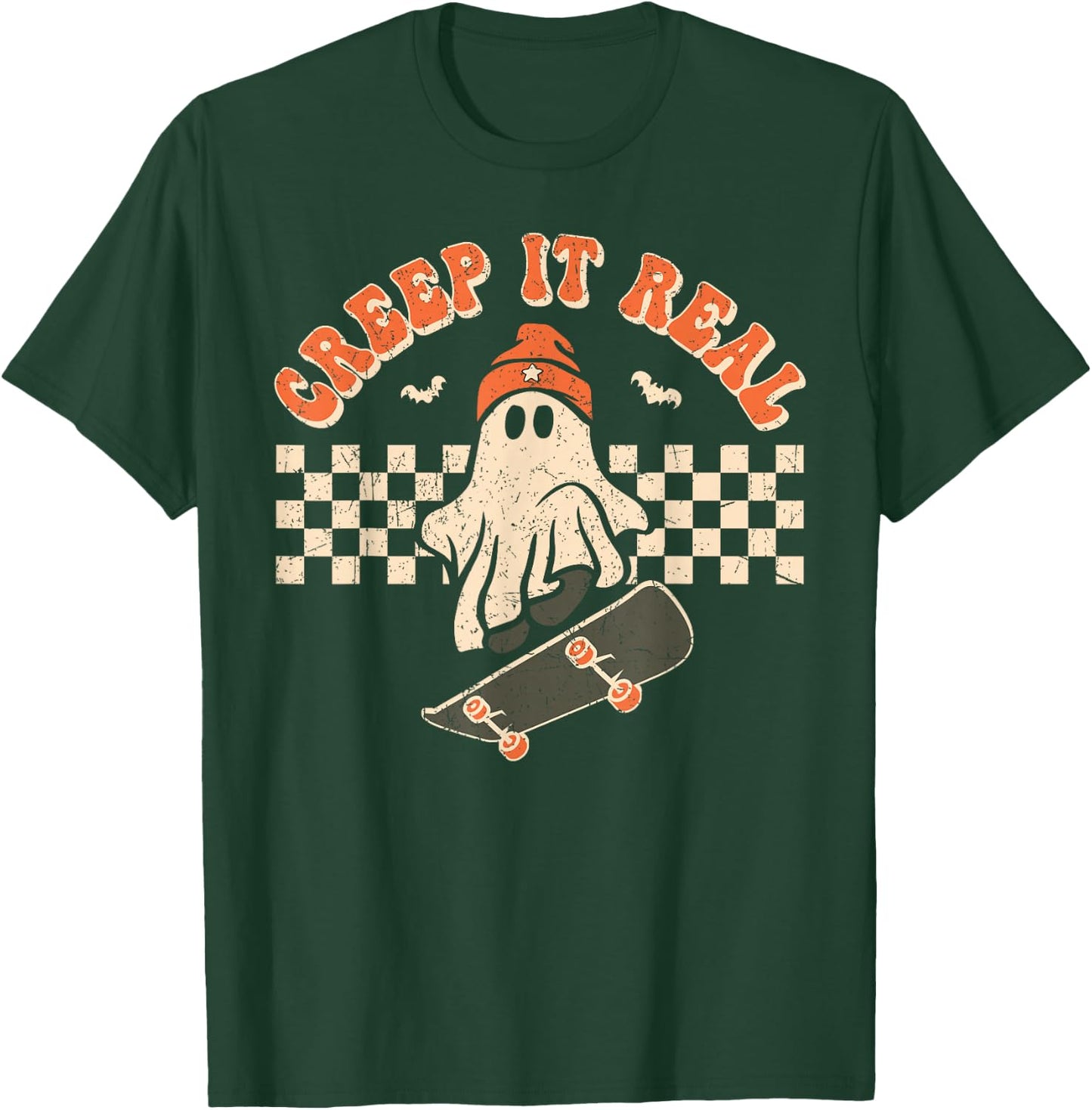 Retro Halloween Creep it Real Vintage Cute Ghost Halloween T-Shirt - T-Shirt | Forest