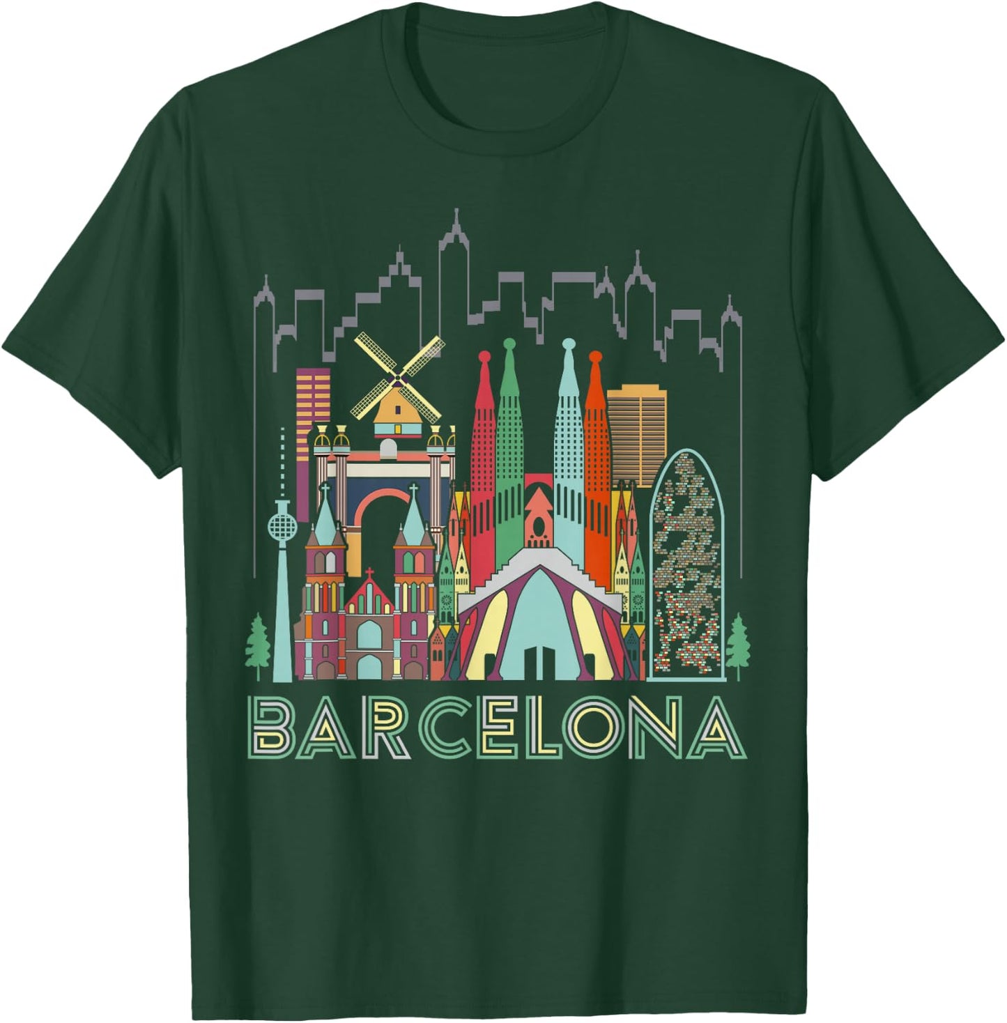 Fun Travel Spain Barcelona Vacation Gift Design Idea T-Shirt - T-Shirt | Forest