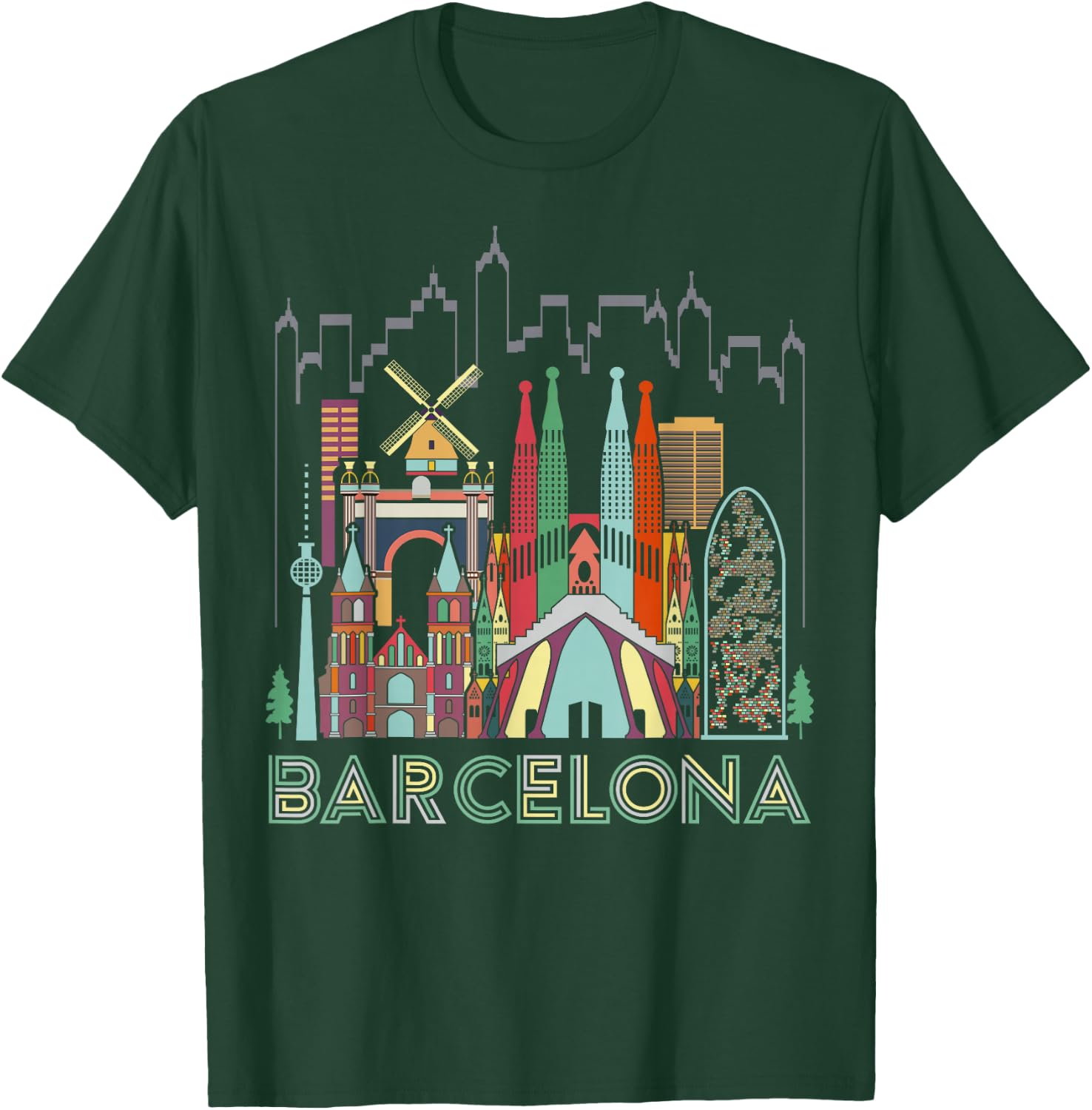 Fun Travel Spain Barcelona Vacation Gift Design Idea T-Shirt - T-Shirt | Forest