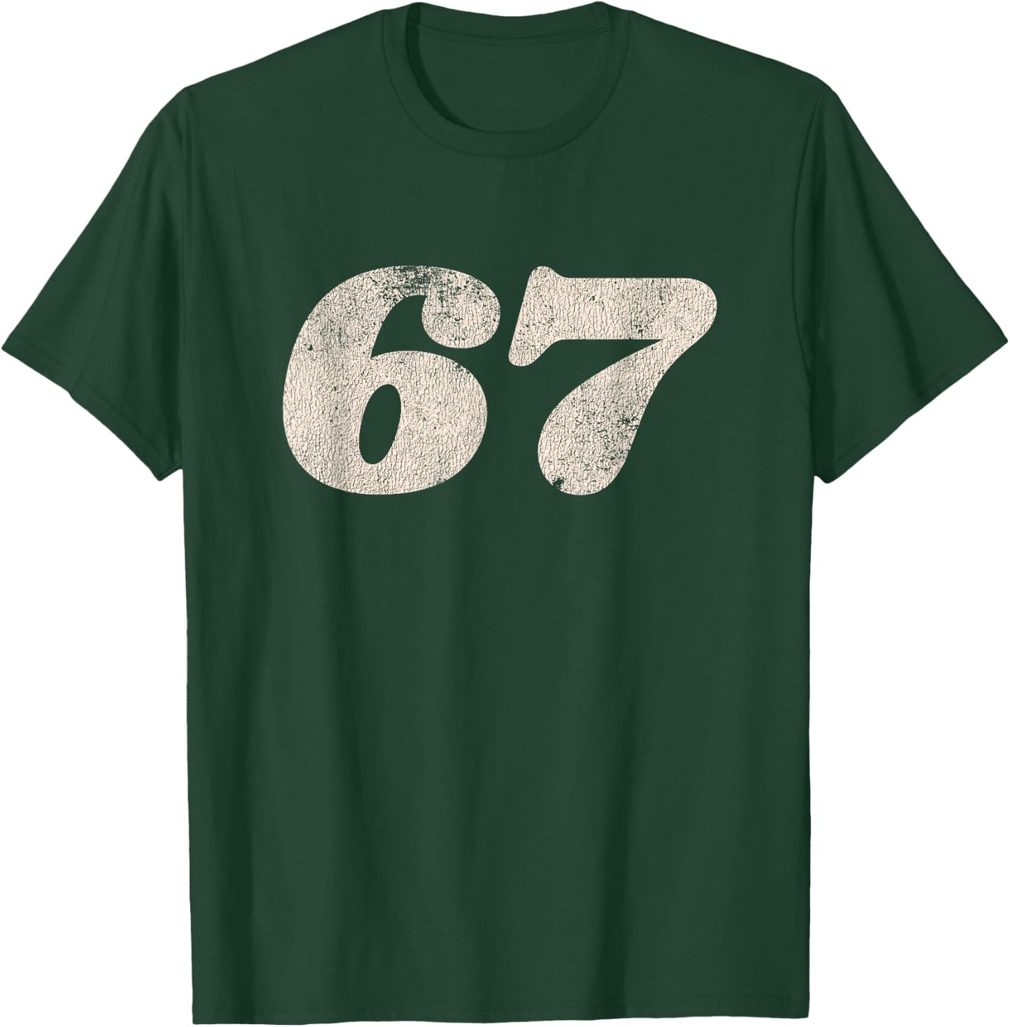Number 67 (sixty-seven) Retro Motorcycle Racing T-Shirt - T-Shirt | Forest