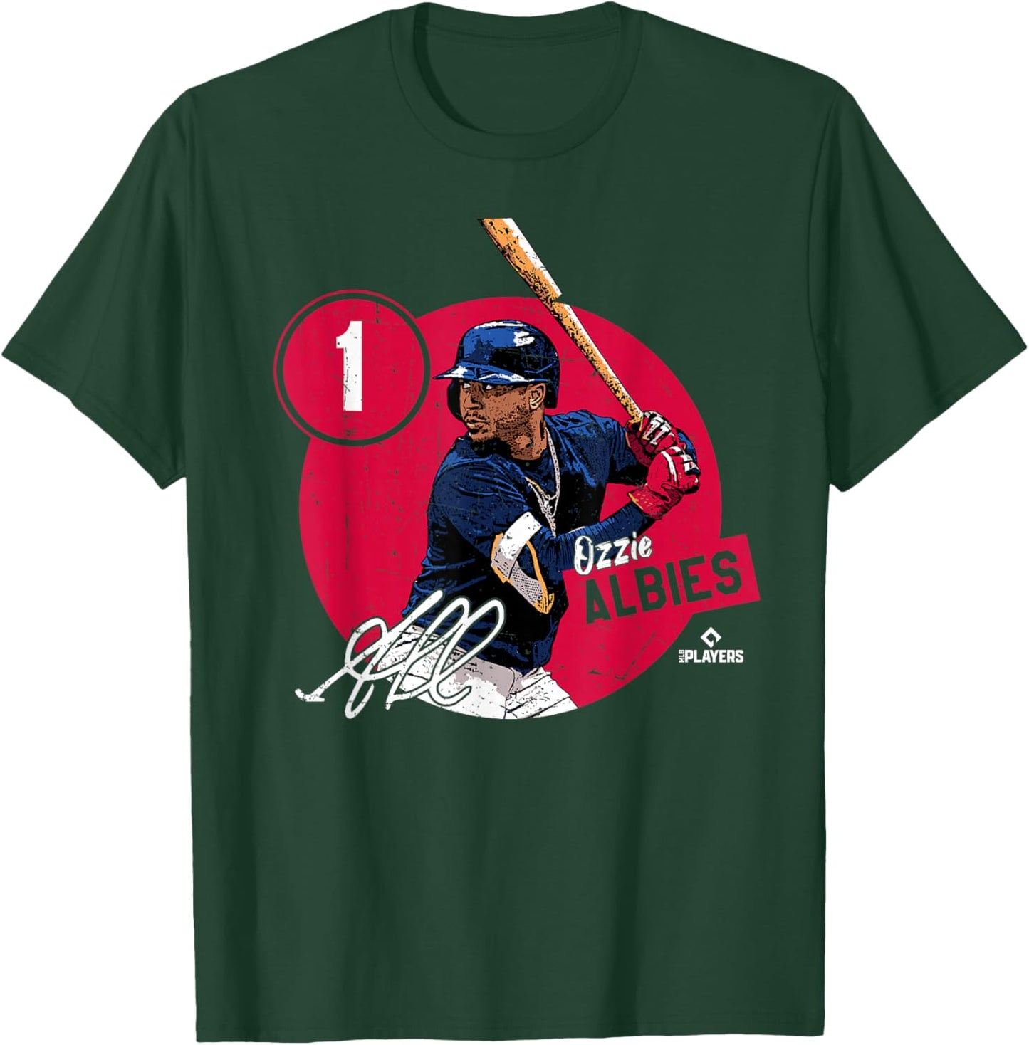 Ozzie Albies | Atlanta Baseball MLB Players | MLBALB4011 T-Shirt - T-Shirt | Forest